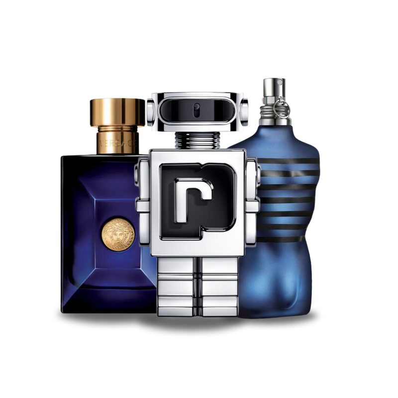 Set di 3 profumi Versace DYLAN BLUE, Paco Rabanne PHANTOM e Jean Paul Gaultier ULTRA MALE 100ml